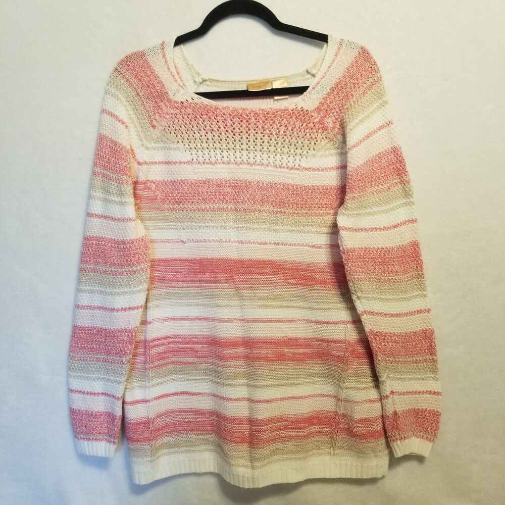 North Crest XL Sweater Cotton Blend Pink Striped Beach Transitional Feminine